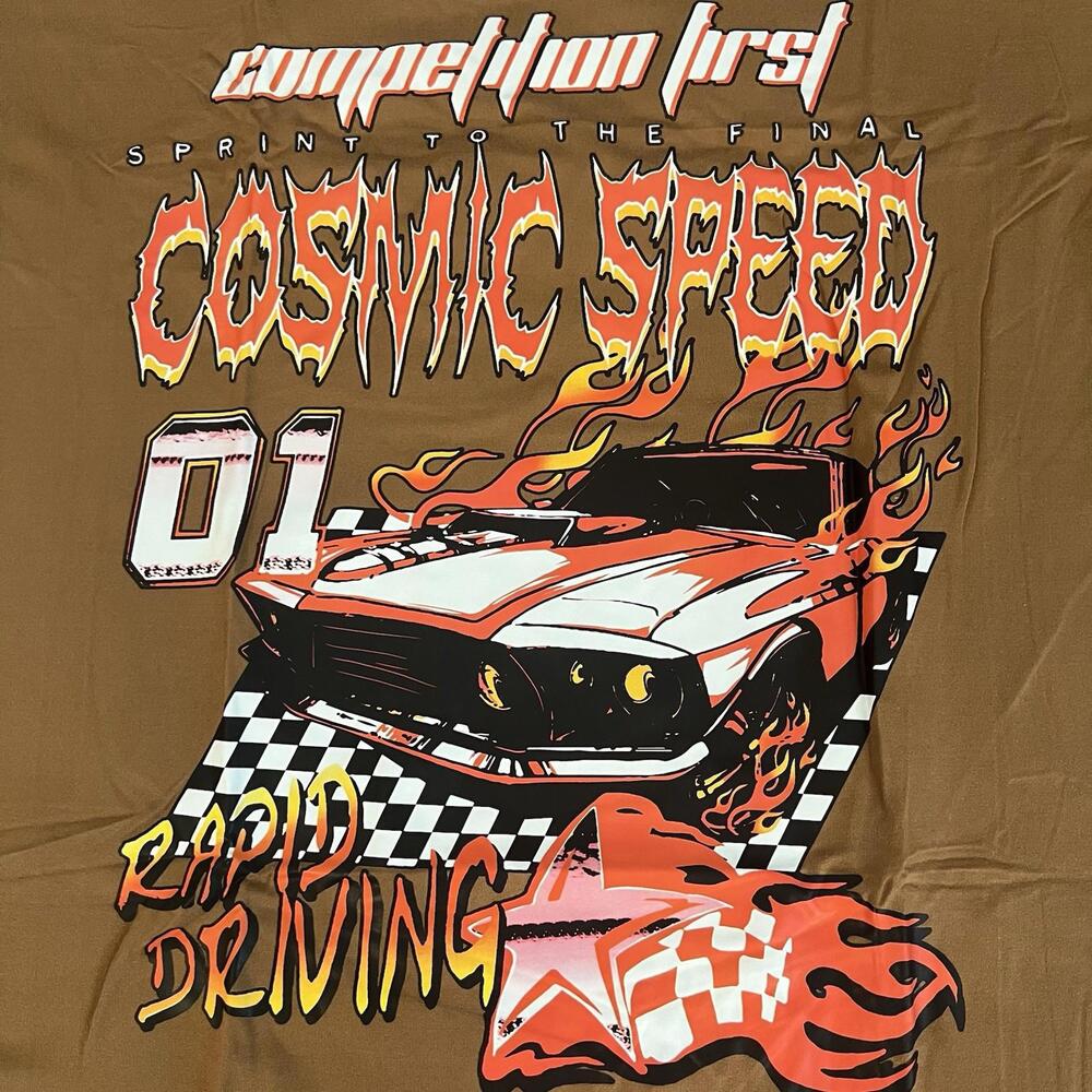 Competition First Cosmic Speed, Rapid Driving T-Shirt, Men’s Size Medium Brown